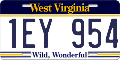 WV license plate 1EY954