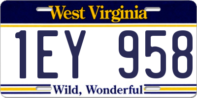 WV license plate 1EY958