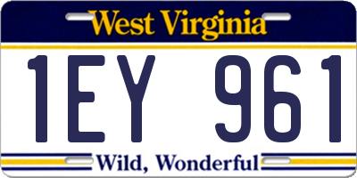 WV license plate 1EY961