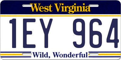 WV license plate 1EY964