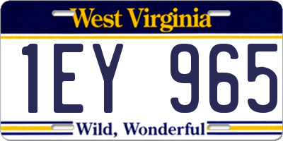 WV license plate 1EY965