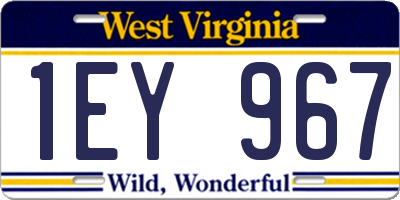 WV license plate 1EY967