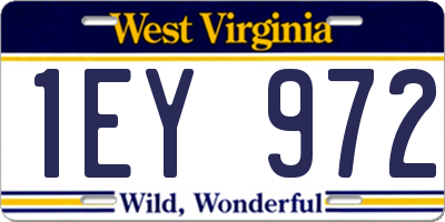 WV license plate 1EY972