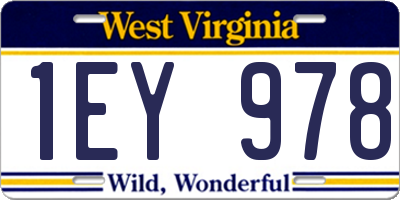 WV license plate 1EY978