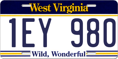 WV license plate 1EY980
