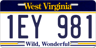 WV license plate 1EY981
