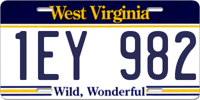 WV license plate 1EY982