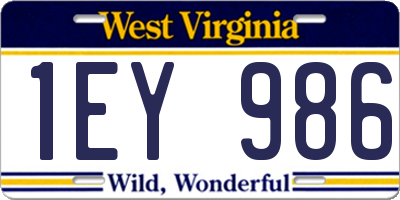 WV license plate 1EY986