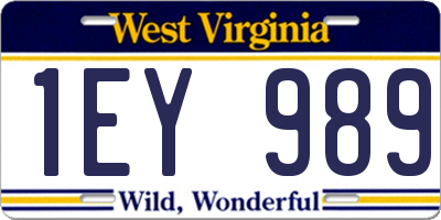 WV license plate 1EY989