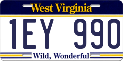 WV license plate 1EY990