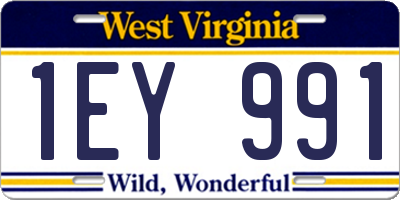 WV license plate 1EY991