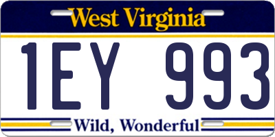 WV license plate 1EY993