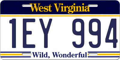 WV license plate 1EY994