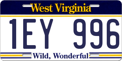 WV license plate 1EY996