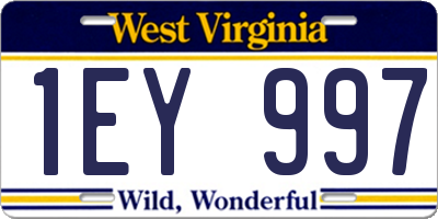 WV license plate 1EY997