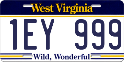 WV license plate 1EY999