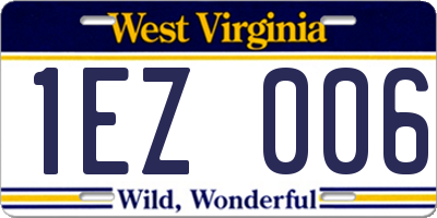 WV license plate 1EZ006