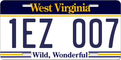 WV license plate 1EZ007