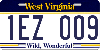 WV license plate 1EZ009