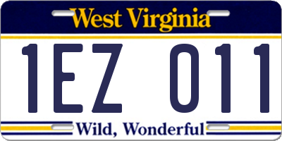 WV license plate 1EZ011