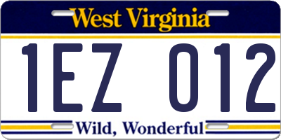 WV license plate 1EZ012