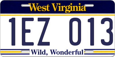 WV license plate 1EZ013