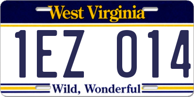 WV license plate 1EZ014