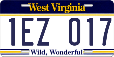 WV license plate 1EZ017