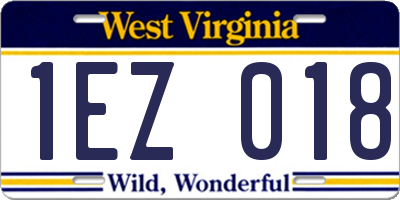 WV license plate 1EZ018