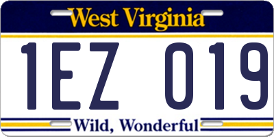 WV license plate 1EZ019