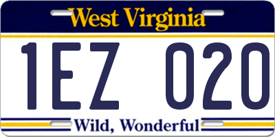 WV license plate 1EZ020