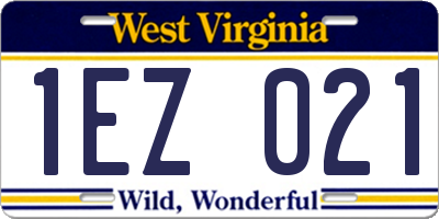WV license plate 1EZ021