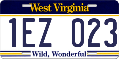 WV license plate 1EZ023