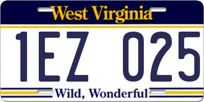 WV license plate 1EZ025