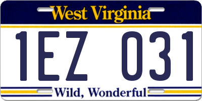 WV license plate 1EZ031
