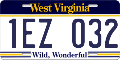 WV license plate 1EZ032