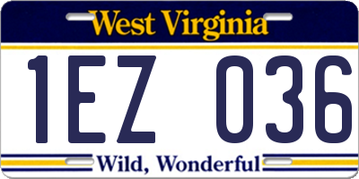 WV license plate 1EZ036