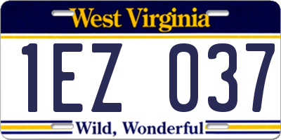WV license plate 1EZ037