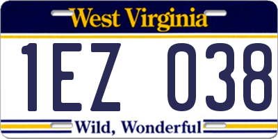 WV license plate 1EZ038