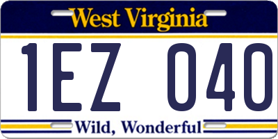 WV license plate 1EZ040