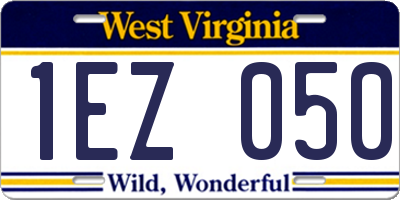 WV license plate 1EZ050