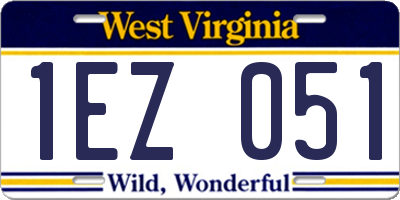 WV license plate 1EZ051