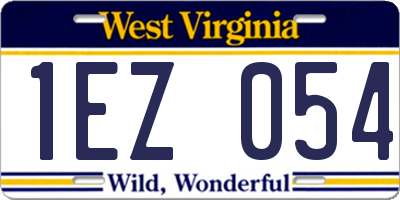 WV license plate 1EZ054