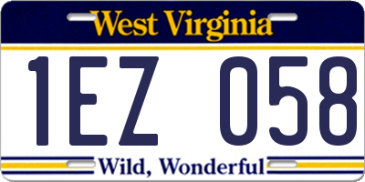 WV license plate 1EZ058