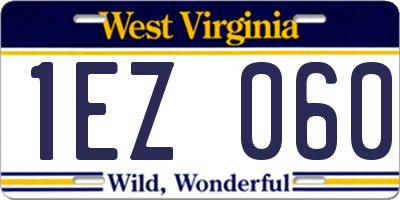 WV license plate 1EZ060