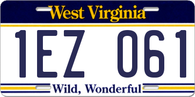 WV license plate 1EZ061