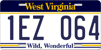 WV license plate 1EZ064