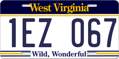 WV license plate 1EZ067