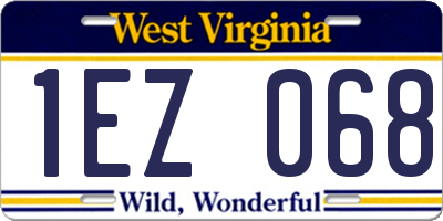 WV license plate 1EZ068