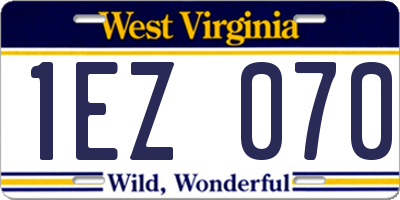 WV license plate 1EZ070